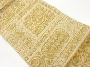 本場筑前博多抽象草花・鳥模様織出し名古屋帯